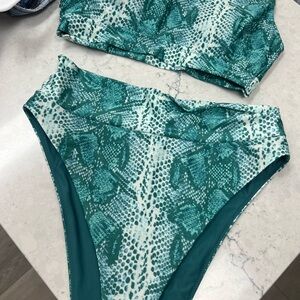 Aerie Teal Snakeskin Bikini Set